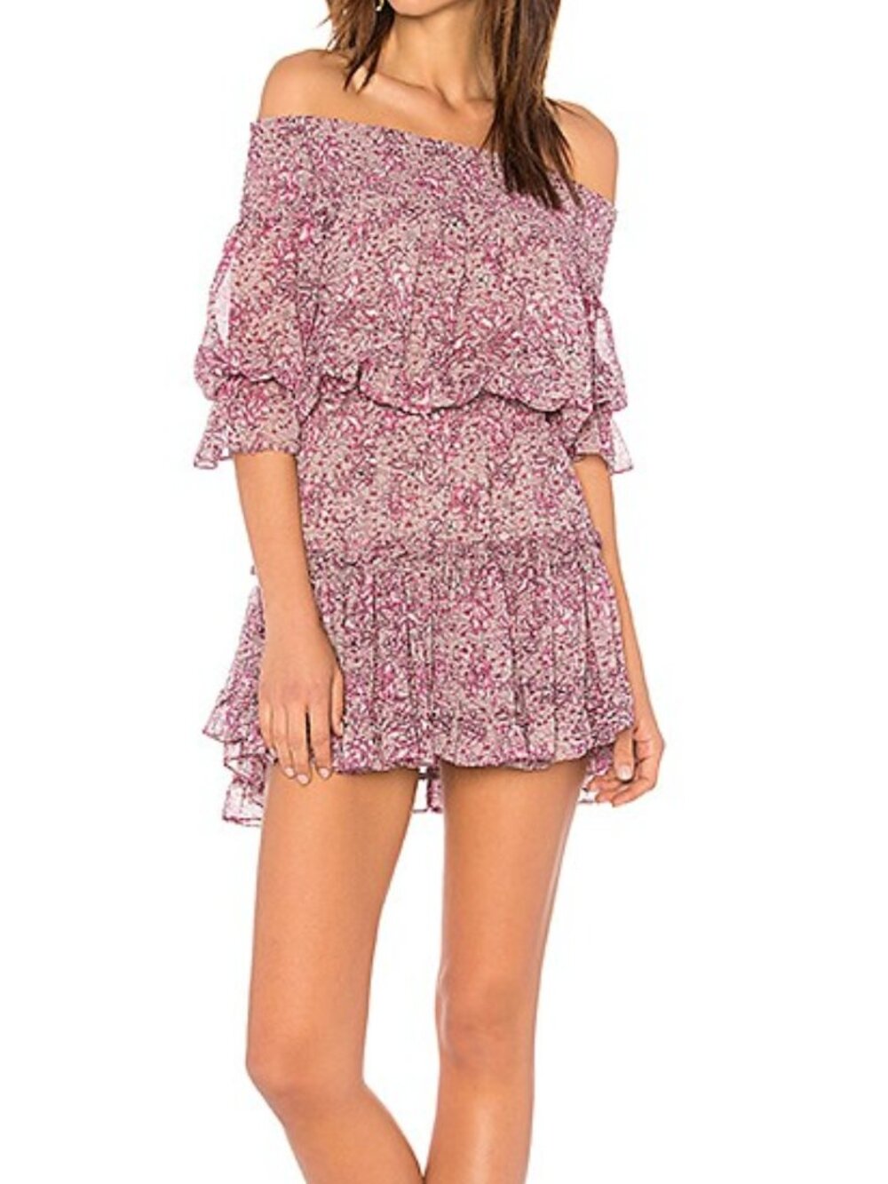 MISA Floral Smocked Mini Dress XS